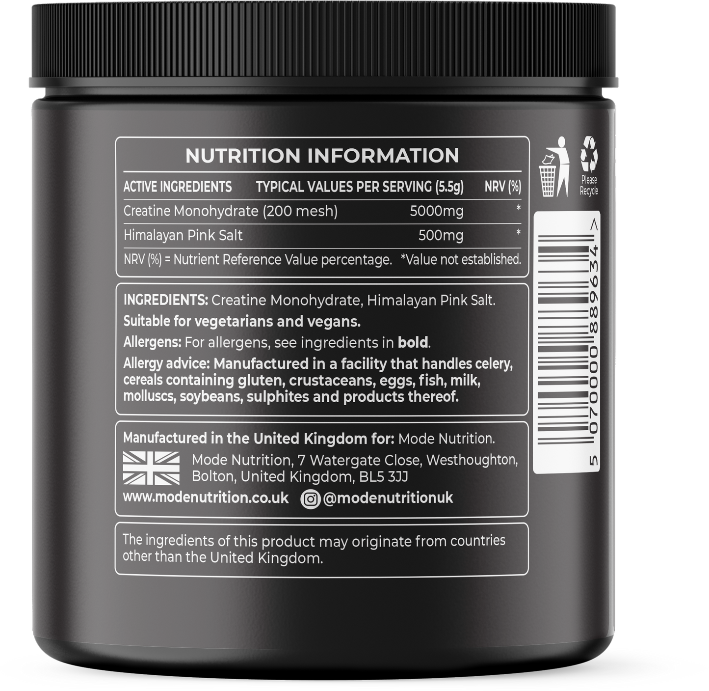 Advanced Creatine + Pink salt (60 servings)